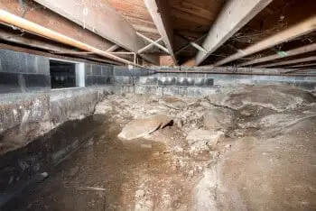 Crawlspace damage due to inadequate drainage