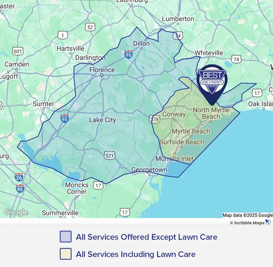 Best Home Property Services NC and SC Service Area Map