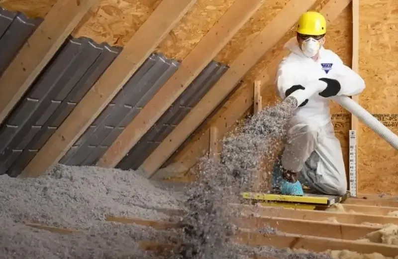 A technician installing TAP Comfort Shield Insulation