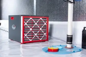 A typical crawl space humidifier and sump pump installation