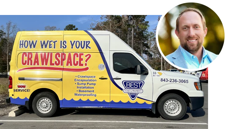 Best Home & Property Services crawl space encapsulation van and owner